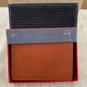 Perry Ellis Men's Portfolio Card Case/ID/Wallet w/Box. Light Brown (Cognac). NWT